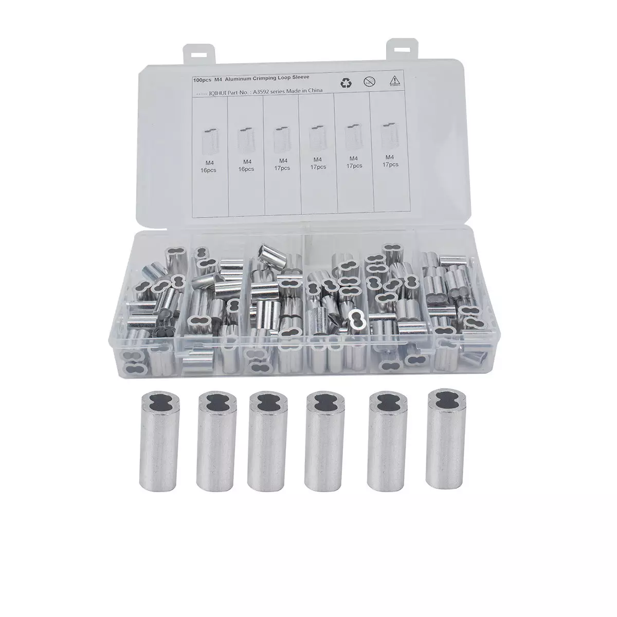 100 boxes-4mm steel wire rope aluminum sleeve aluminum horn elliptical hole aluminum card aluminum aluminum bales rolling head