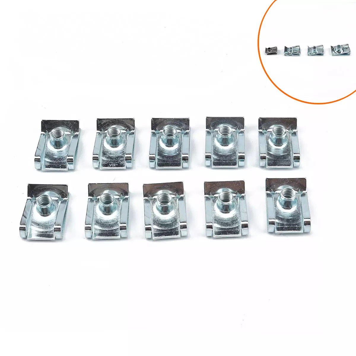 10 installation -m4/m5/m6/m8 stainless steel clamping snail/spring chip nut, car motorcycle