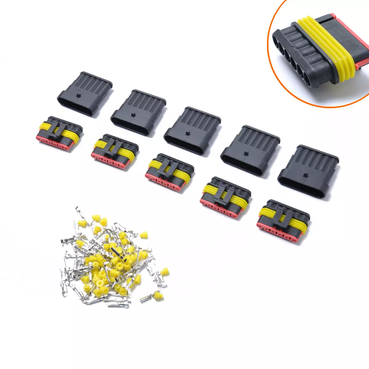 10 sets of 6P-six-hole 1.5 car waterproof male plug HID terminal connectors car connecting plug-in