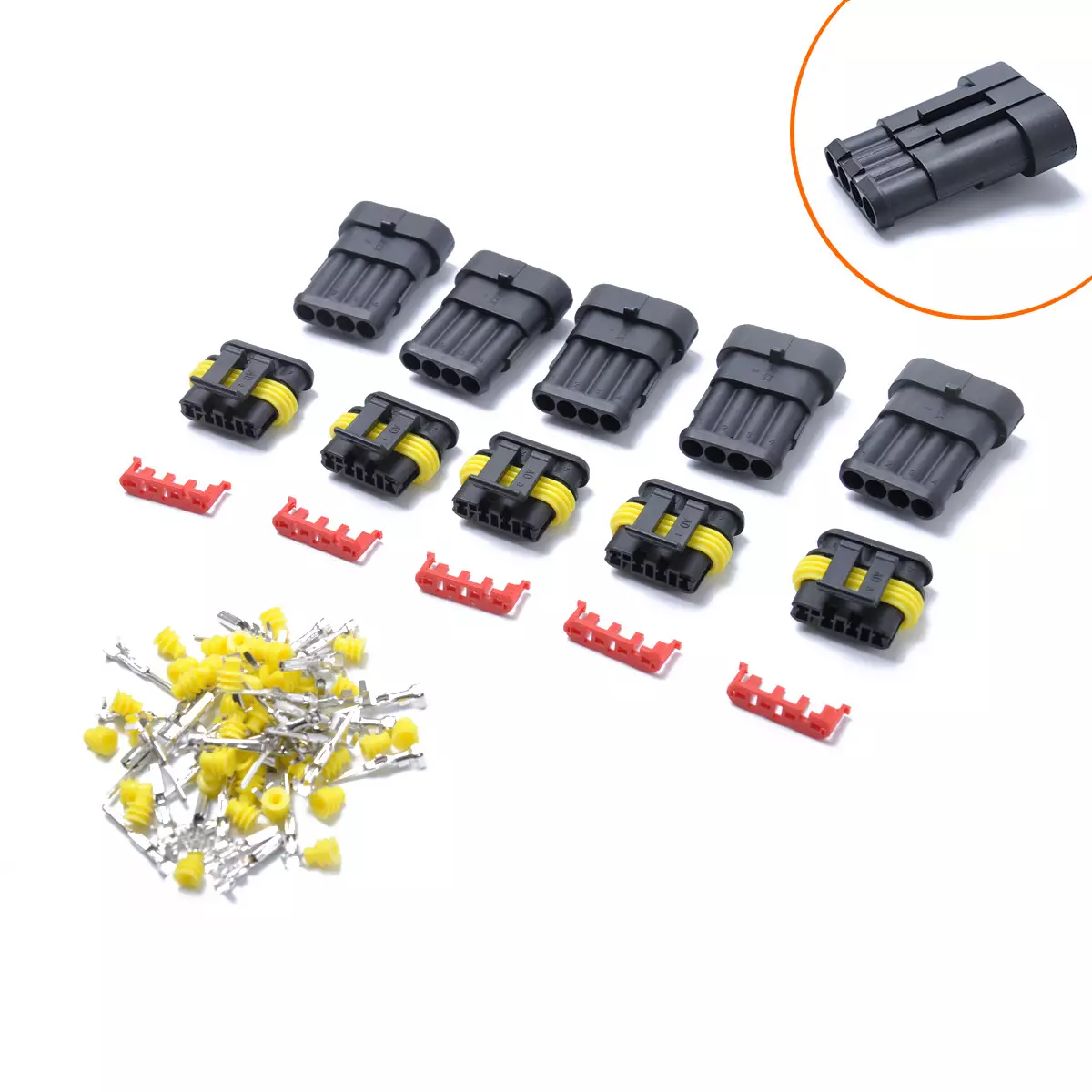 10 sets-four-hole 1.5 car connector connecting plug-in plug-in waterproof HID plug socket male and female docking