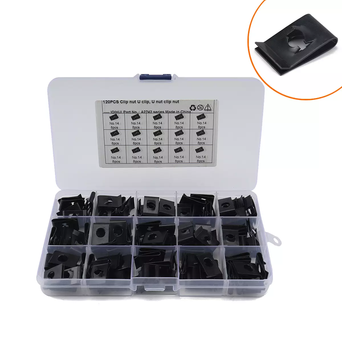 120 border boxes-black U-shaped spring chip internal decorative plate clamping snail