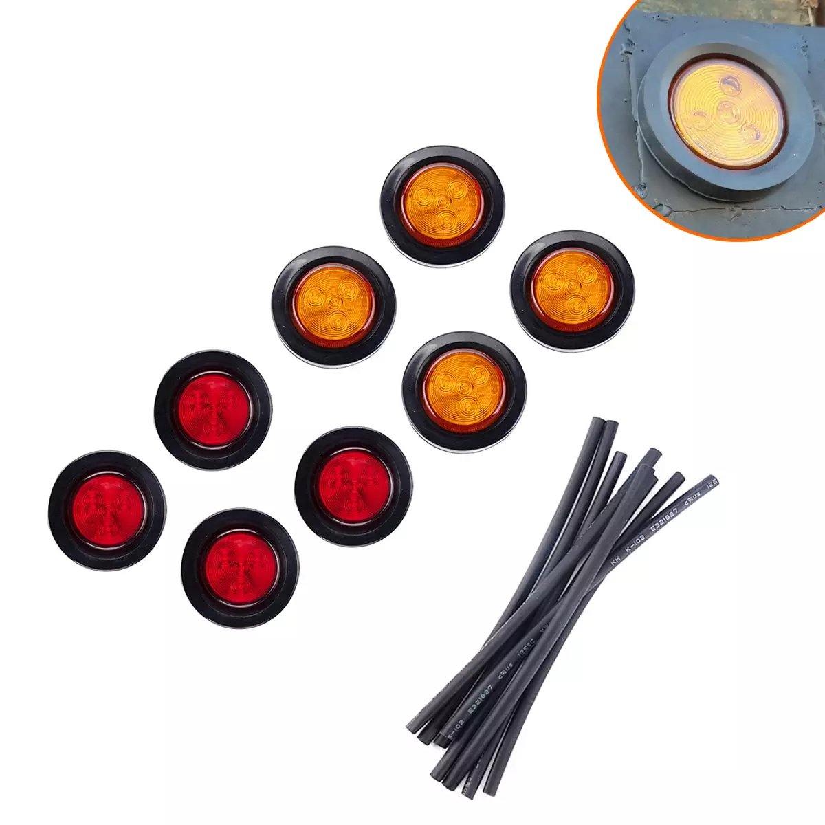 2.5 -inch red yellow rubber circle round lamp LED round side lights for heavy truck trailer trucks