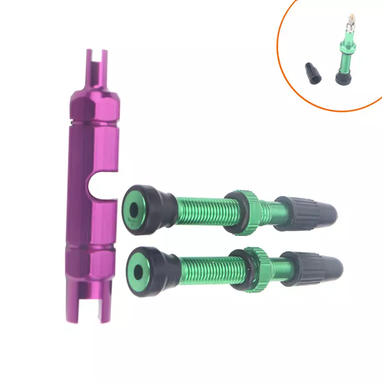 2 combined 40mm green French valve mouth with blue disassembly tools for mountain bicycles