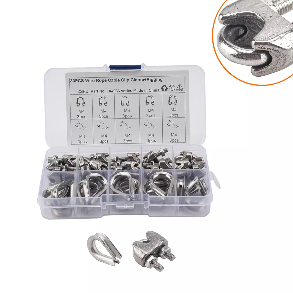 30 boxes of foreign trade supplies -m4 stainless steel 304 steel wire rope U-shaped fixed sandwiches with chicken heart cover