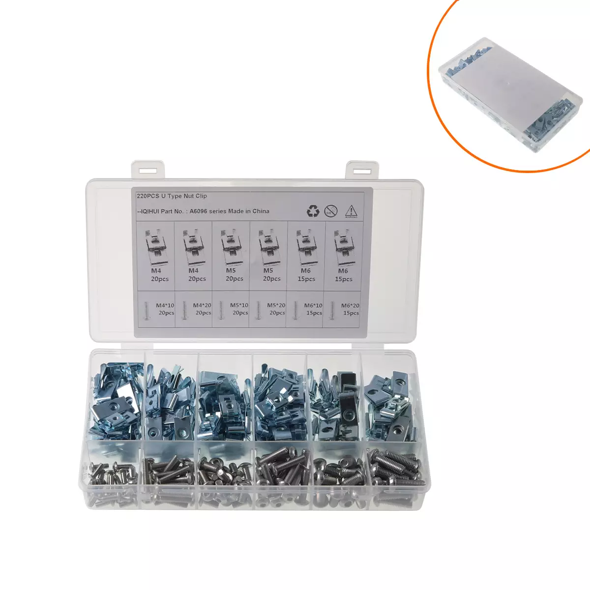 3 specifications box 220 installed with blue -white zinc U -shaped clamps with threaded threading nut