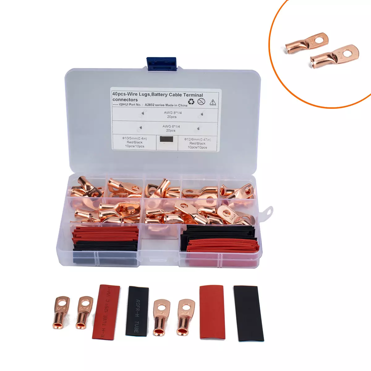 40 only 1 type of specifications AWG American T2 Copper heavy wiring terminal/copper nose with heat shrinkage