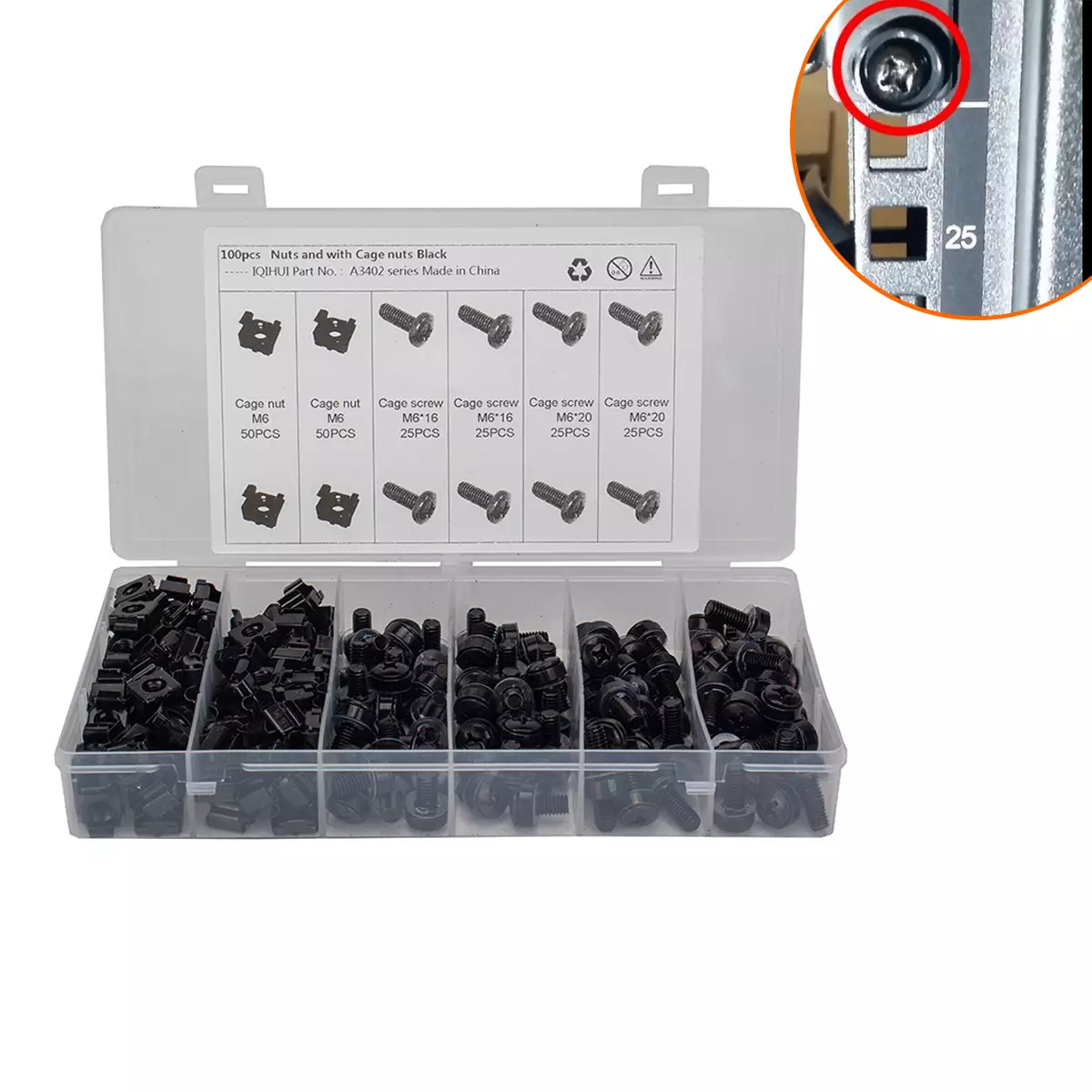 50 boxes of M6 screw chassis cabinet card card cabinet three -combined screw black cage thread