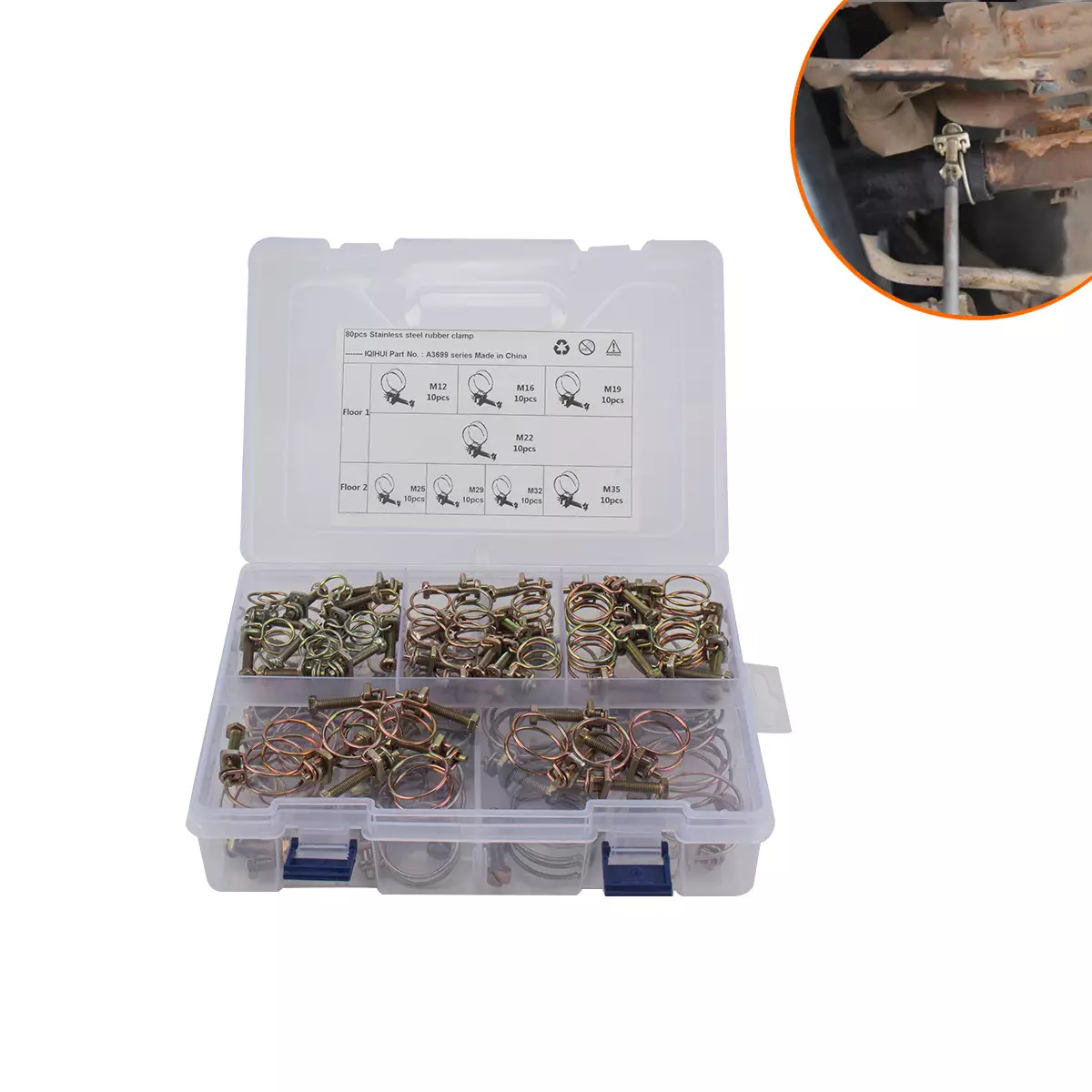 80 types of 8 specifications boxes-double iron throat hoop, double wire ring hoop, galvanized zinc wire pipe hoop