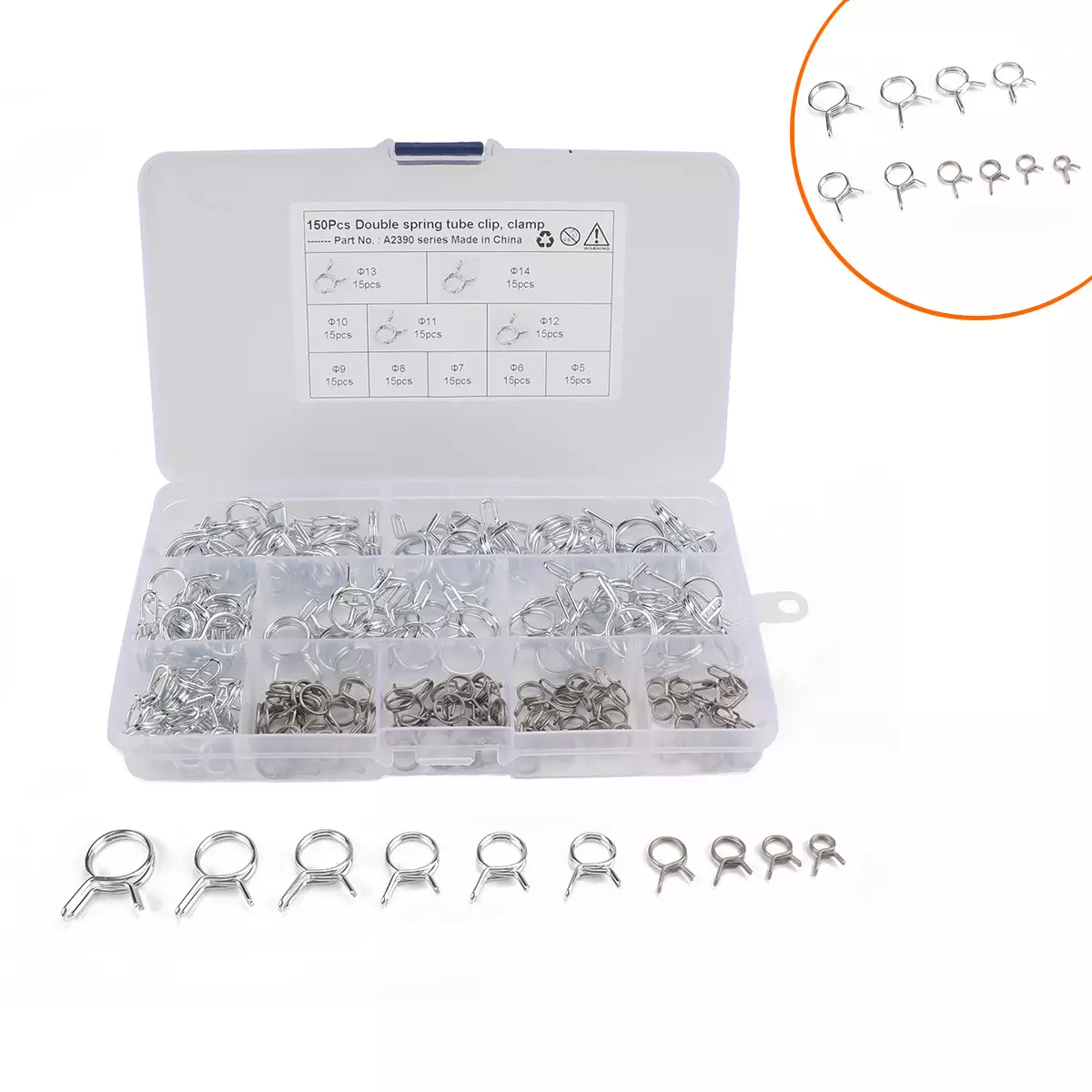 border 150 boxes/φ5-φ14 dual-line spring pipe clip/dual-line hose pipe card hoe/water pipe card hoop/