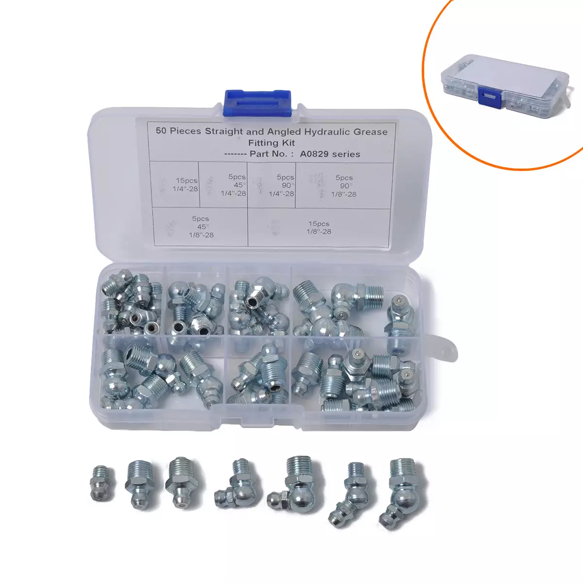 border 6 specifications of butter mouth hexagonal British system 1/8 "-28 45 ° electroplating blue zinc iron oil mouth 50