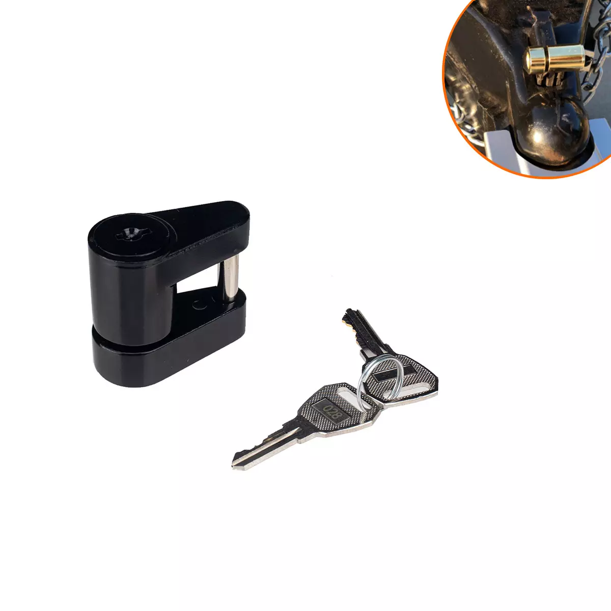 border auto parts black zinc alloy 1/4 inch small RV lock trailer connection one piece