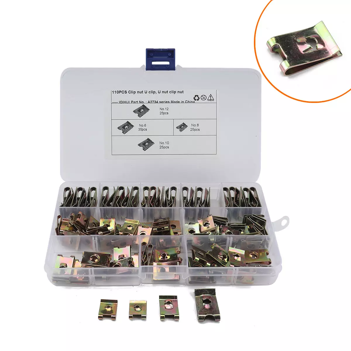 border auto parts U -shaped scallion nut fighters 65 manganese steel plating zinc U -shaped chip nut