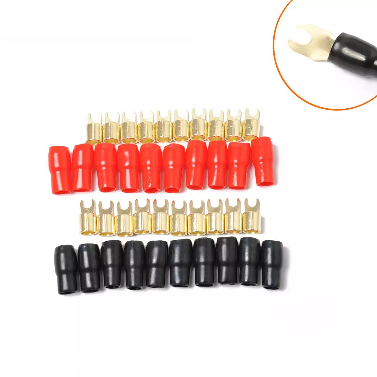 border best -selling car audio modified fork -shaped brass connecting terminal 4GA set (ten pairs)