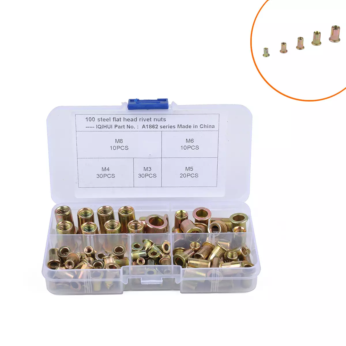 border combination 100 boxes of color steel rivet nut M3/4/5/6/8 combination, riveting nut set