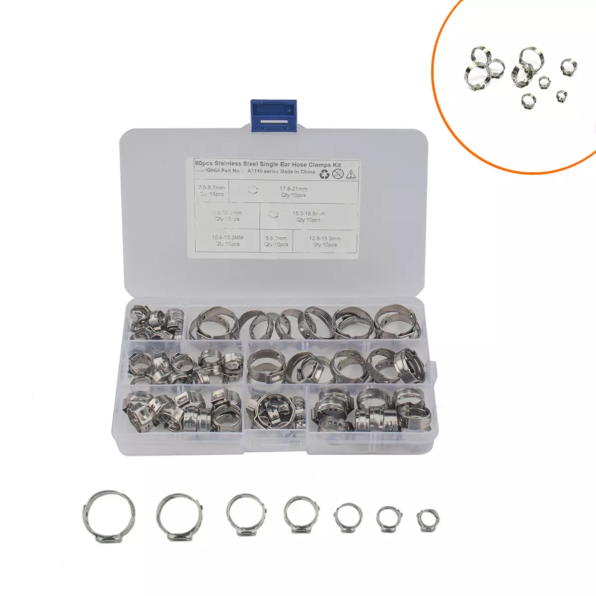 border hot-80 boxes of 7 specifications of hose connection Hand hoop stainless steel single earless pole hoe