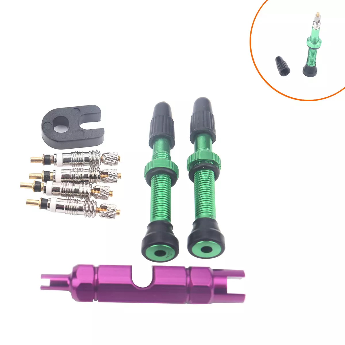 border hot -selling 2 installed 40mm green French valve mouth with maintenance set for mountain bicycles