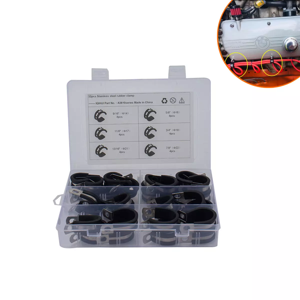 border hot -selling 32 types of 6 specifications of rubber pad stainless steel 304 rubber bars card hoop 24 grid