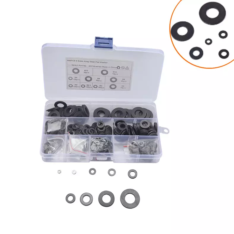 border hot -selling 684 boxes 9 specifications 8.8 level 8.8 high -strength hair black pad carbon steel flat pads