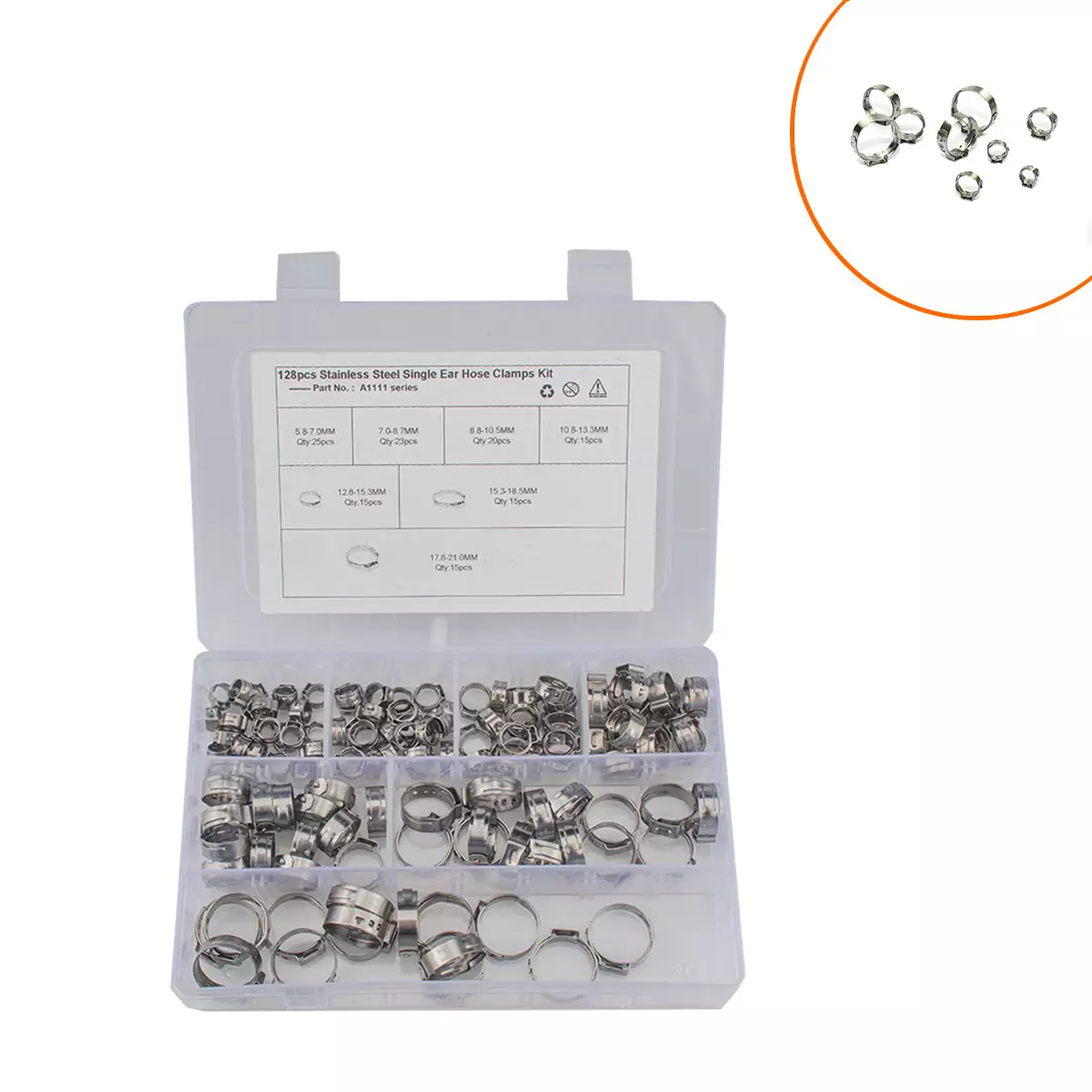 border hot-selling-128 boxes of 7 specifications of hose connecting hug stainless steel single earless pole hoop