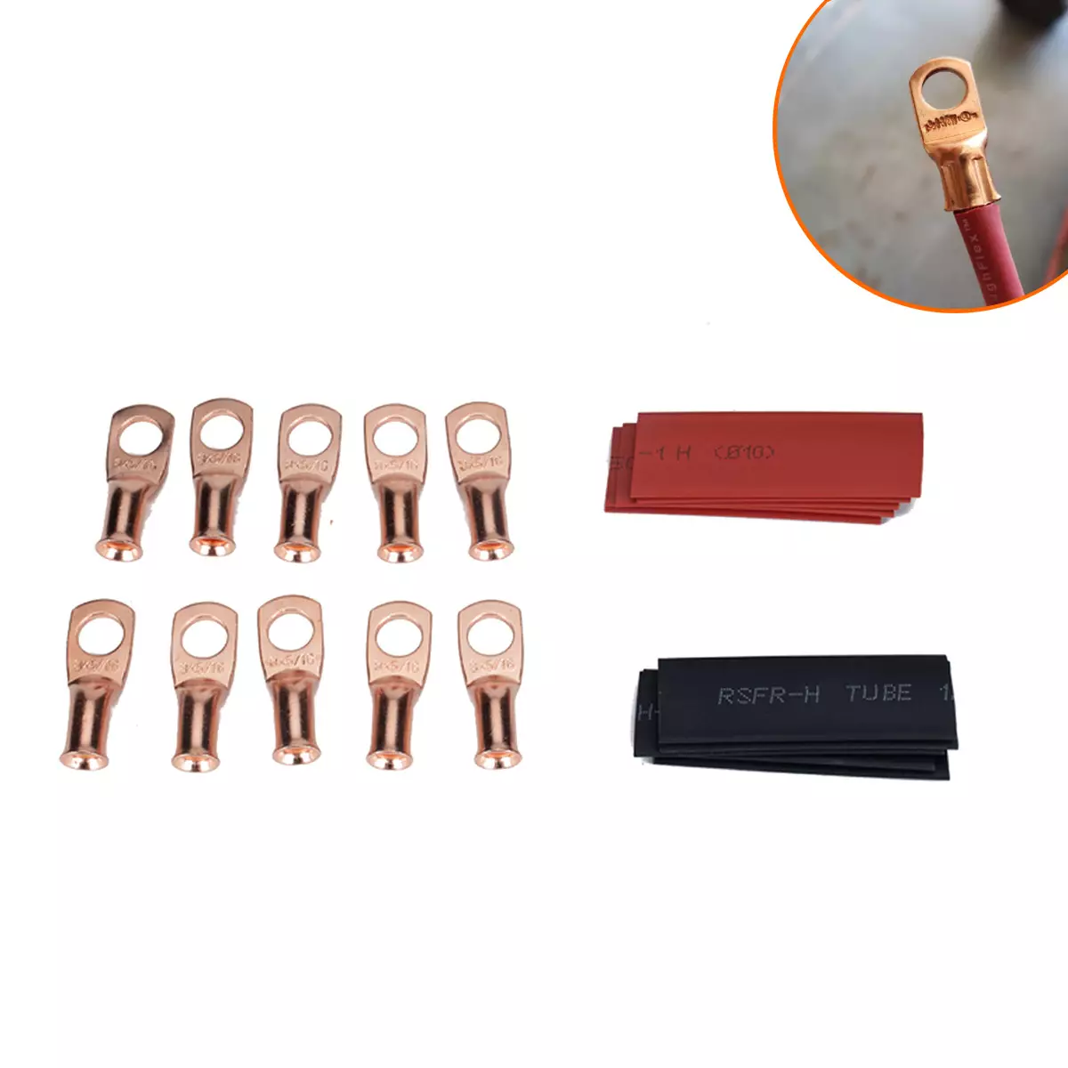 border thermal sales-10 only installed AWG American T2 Copper heavy-type cold pressure wiring terminal with heat shrinkage tube