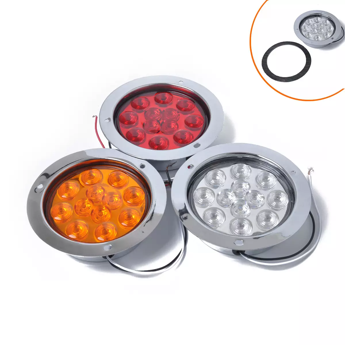 border truck truck LED taillight side taillights 24V round three -color warning light