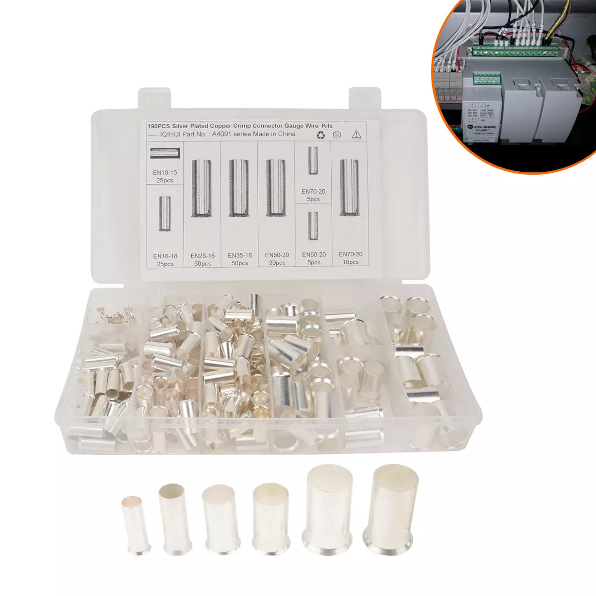 Box 100-300pcs AWG 2-8 specification wire connector tin-plated copper pressure connector terminal