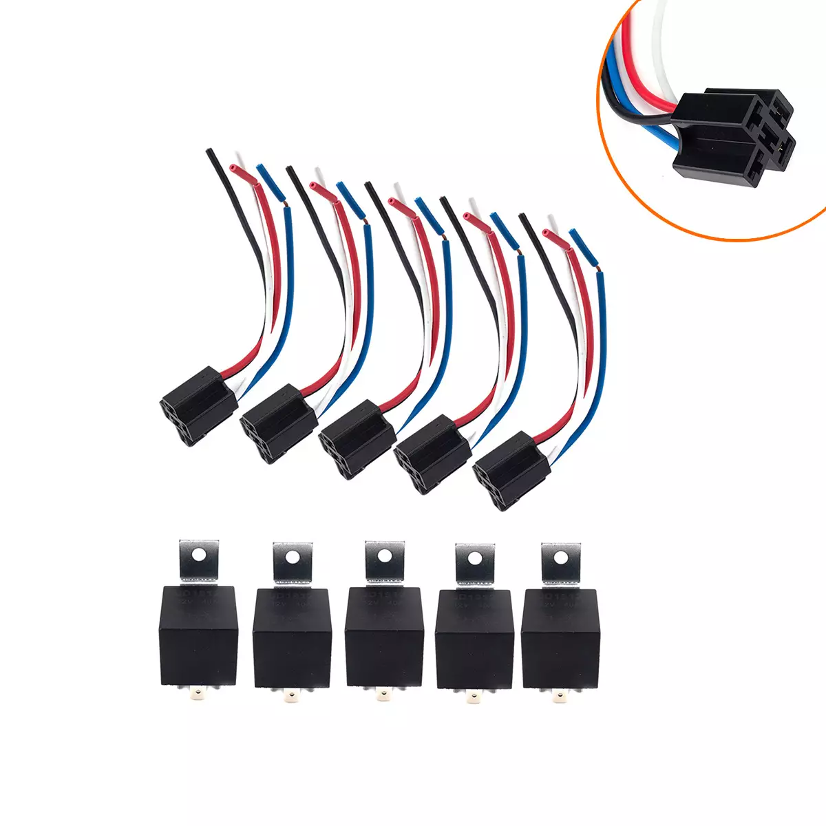 Car accessories 12V 40A waterproof vehicle relay with plum water -shaped waterproof flame -resistant flame -retardant socket