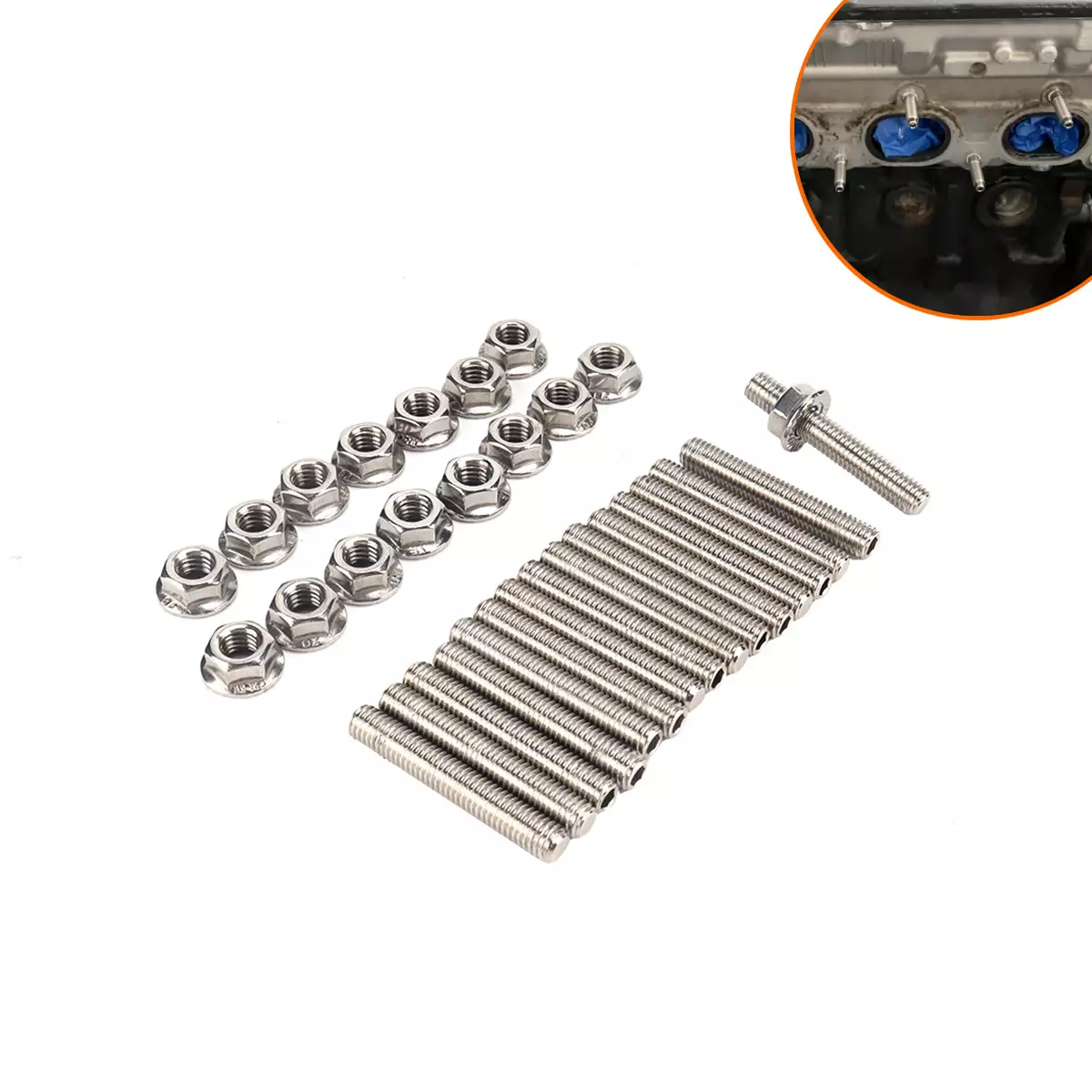 [Combination] Stainless steel exhaust manifolds bolt kit for : Ford 4.6 5.4 liter V8 engine