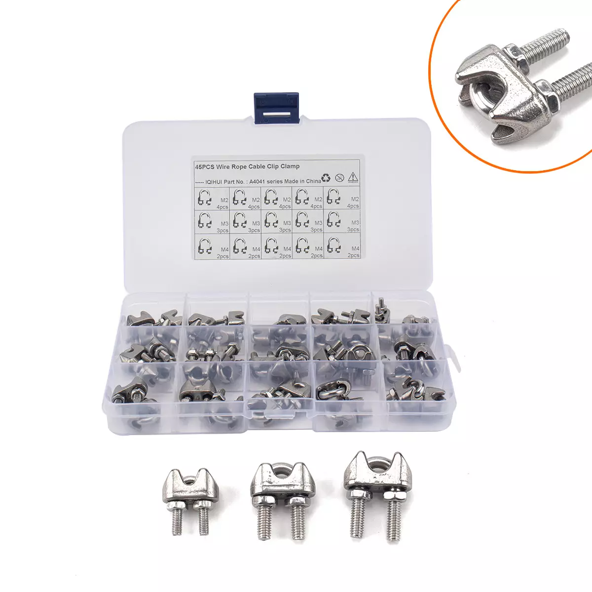 Foreign trade  32 boxes-M3 stainless steel 304 steel wire rope fixed sandwiches with M6 triangle ring