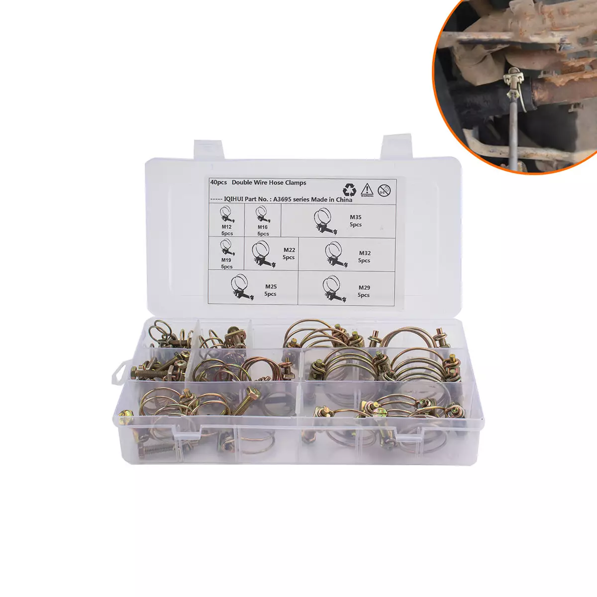 Foreign trade 40 boxes of 8 types of double iron throat hoop, double wire hug, galvanized iron wire pipe hoop