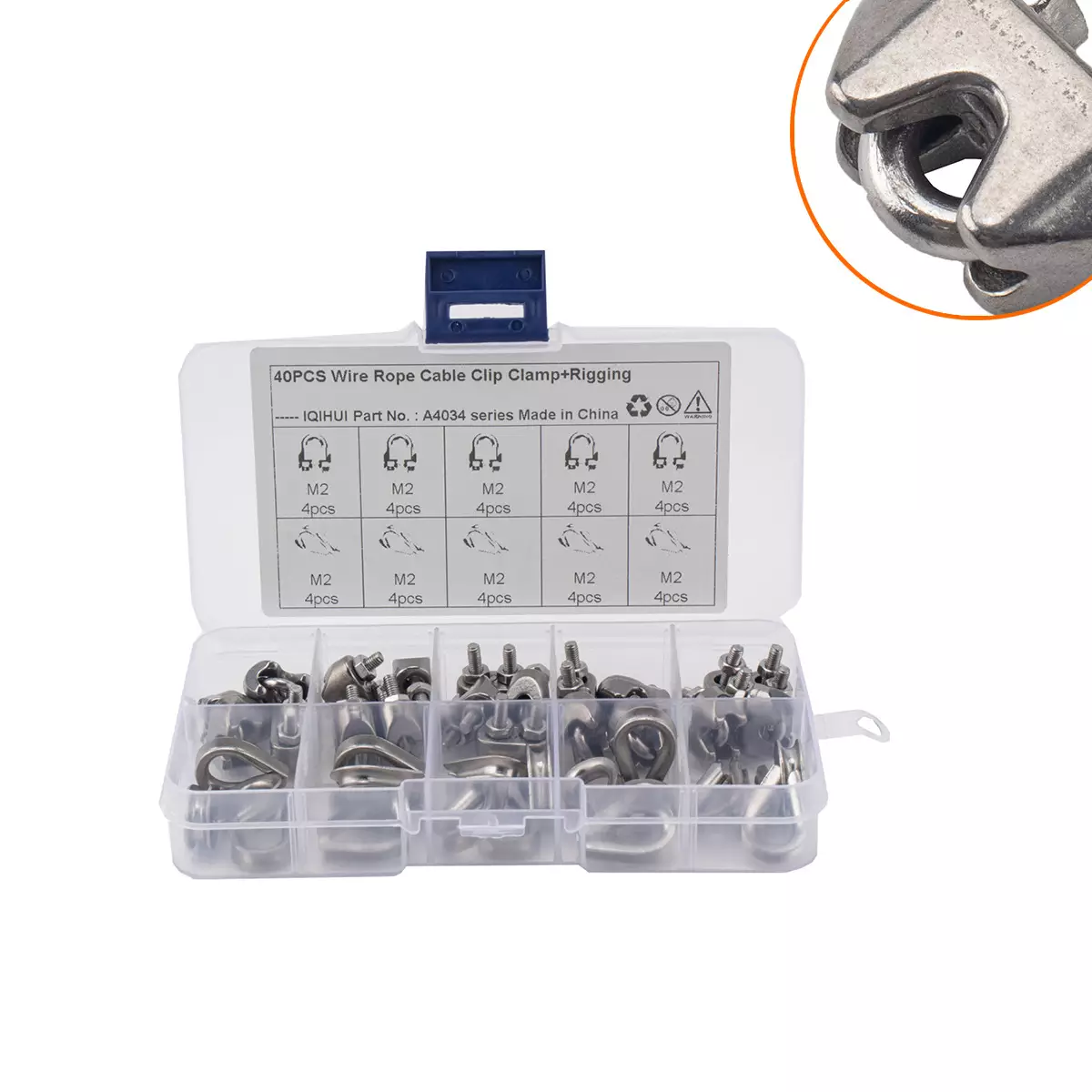 Foreign trade 40 boxes-M2, m3 stainless steel 304 steel wire rope fixed sandwich head with triangular chicken heart ring