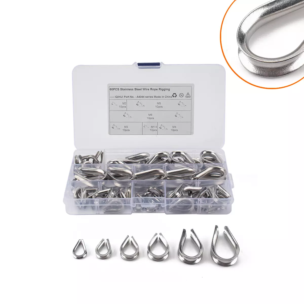 Foreign trade 60 boxes-M1.5-M6 stainless steel 304 steel wire rope sleess/chicken heart ring/triangular ring