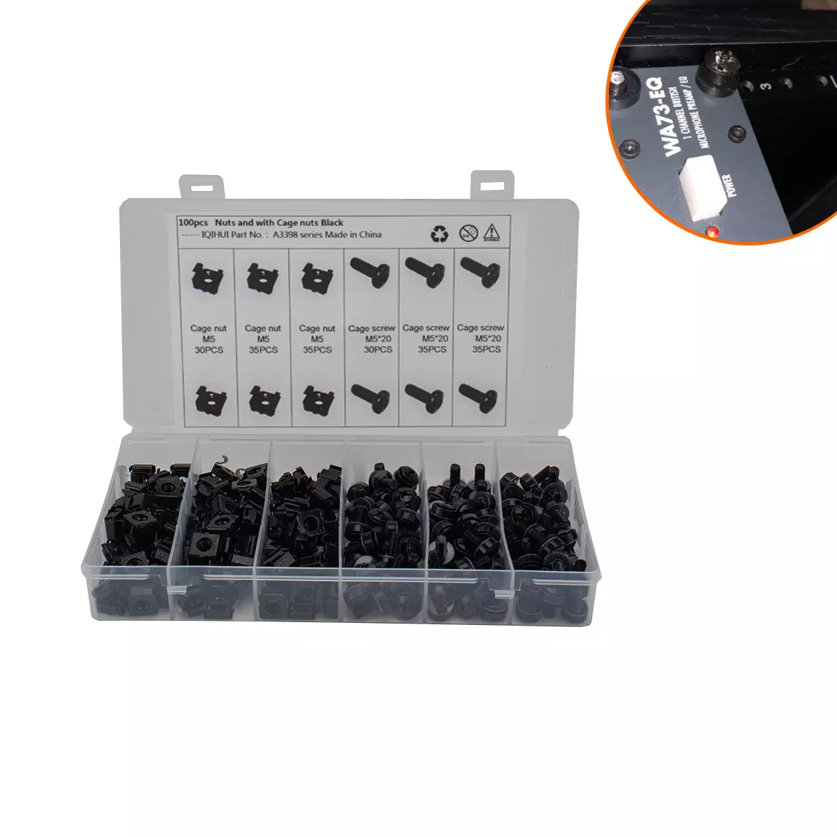 Foreign trade M5 screw camera cabinet card -type nut cabinet three -combined screw black cage -type nut