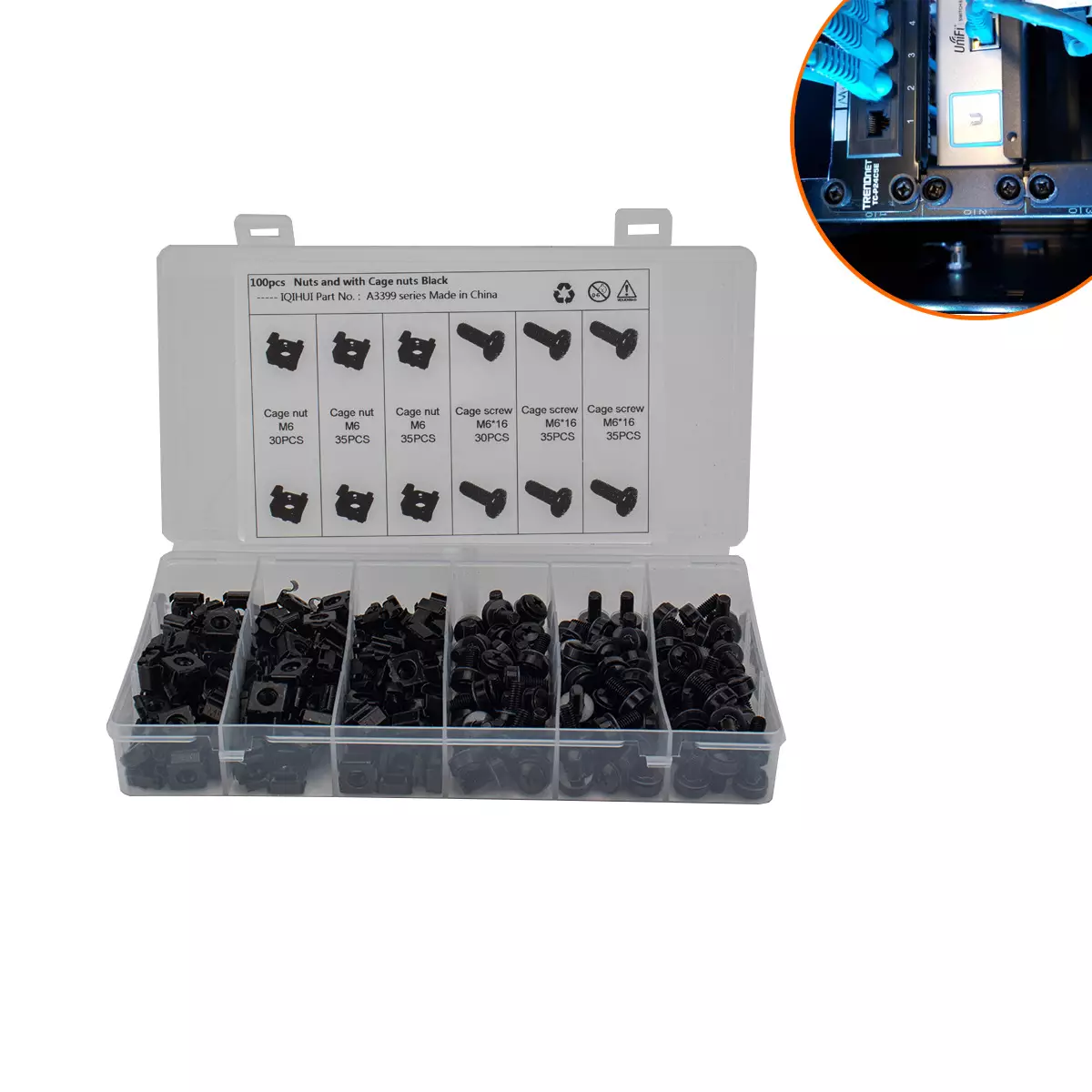 Foreign trade M6 screw case cabinet card -type nut cabinet three -combined screw black cage -type nut