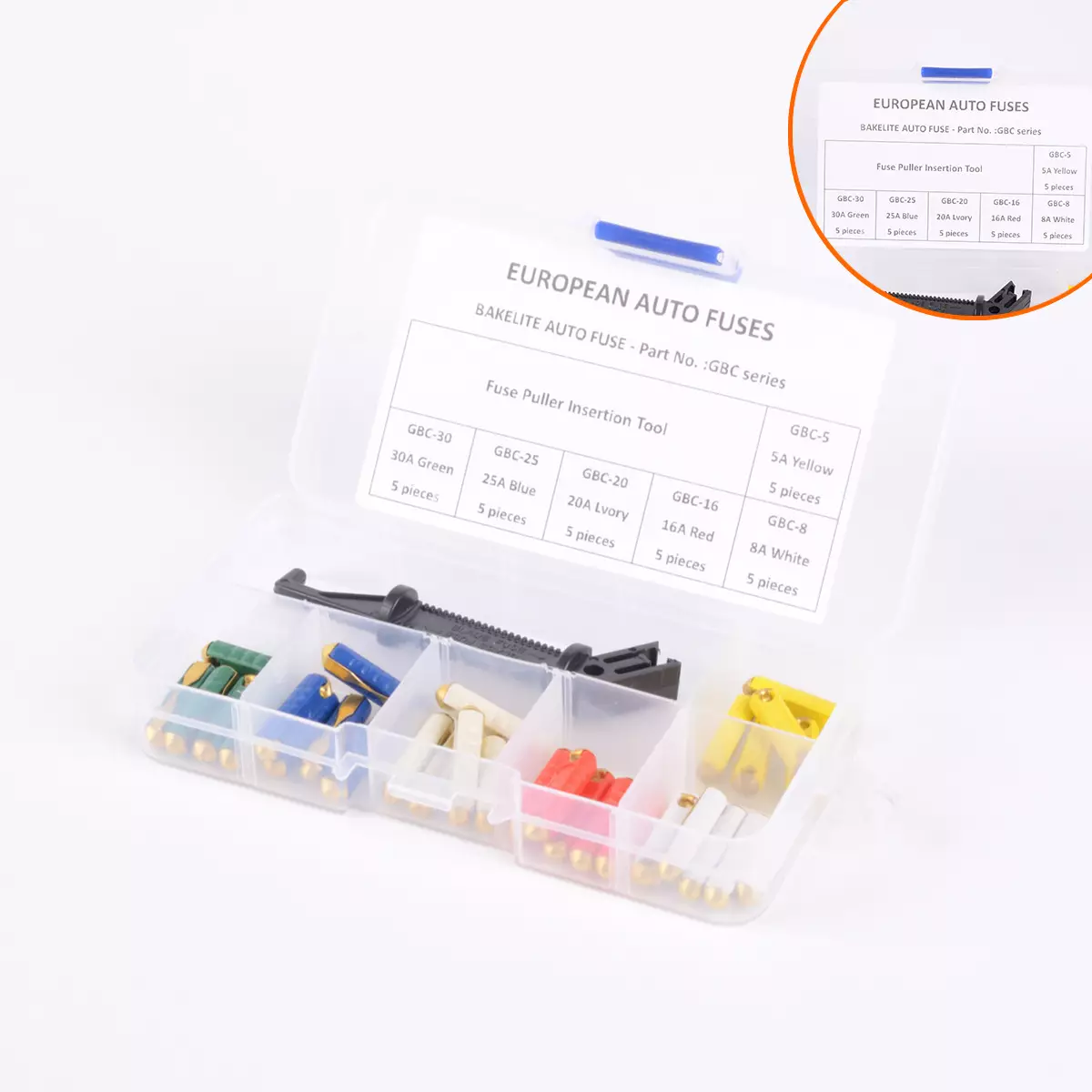 GBC Eastern European fuse 5A-20A, Eastern European car fuse, cylindrical fuse, ceramic tube fast melting conservation