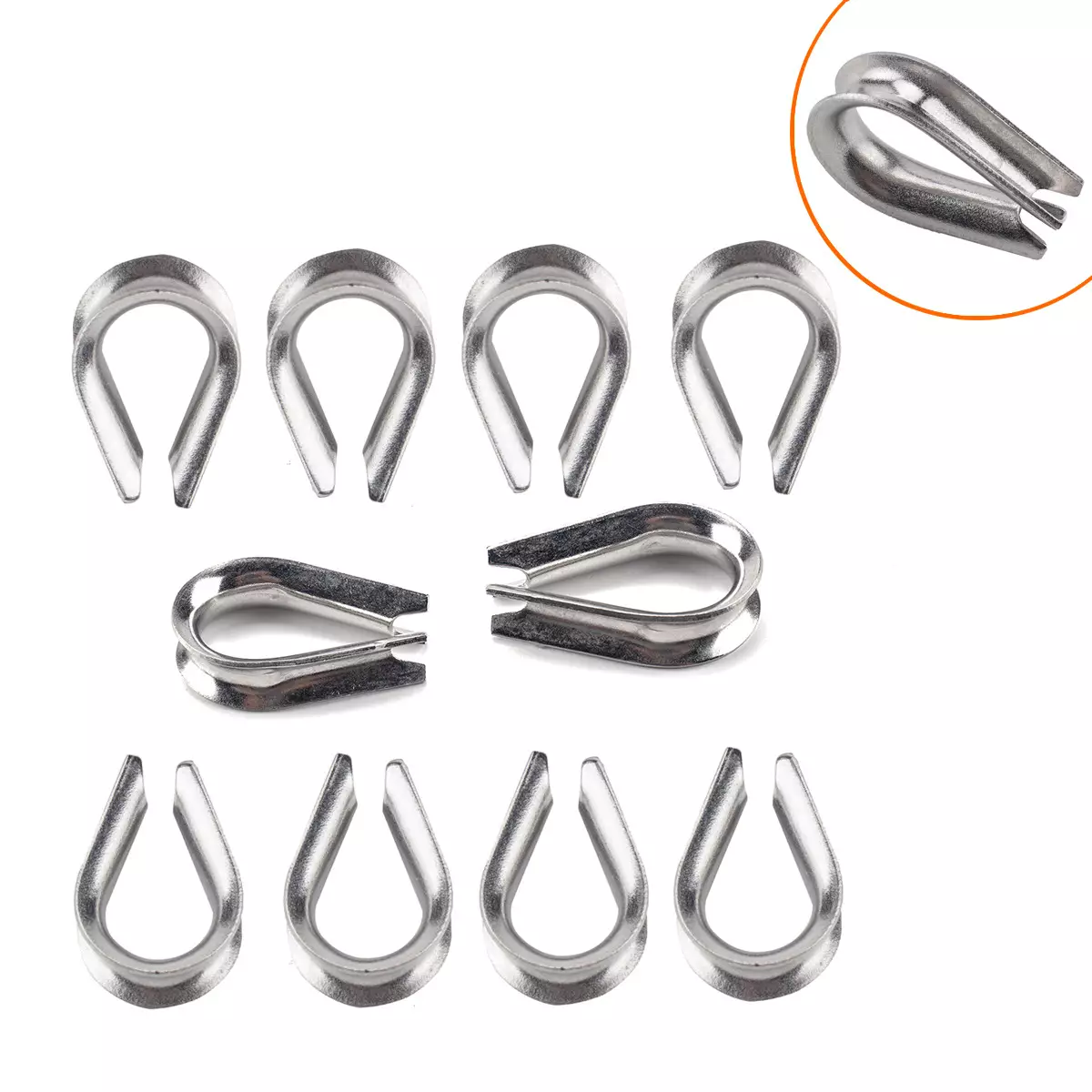 M1.5-10 Stainless Steel 304 Boat steel wire rope cover, chicken heart ring, protectring triangle ring, tube sleeve