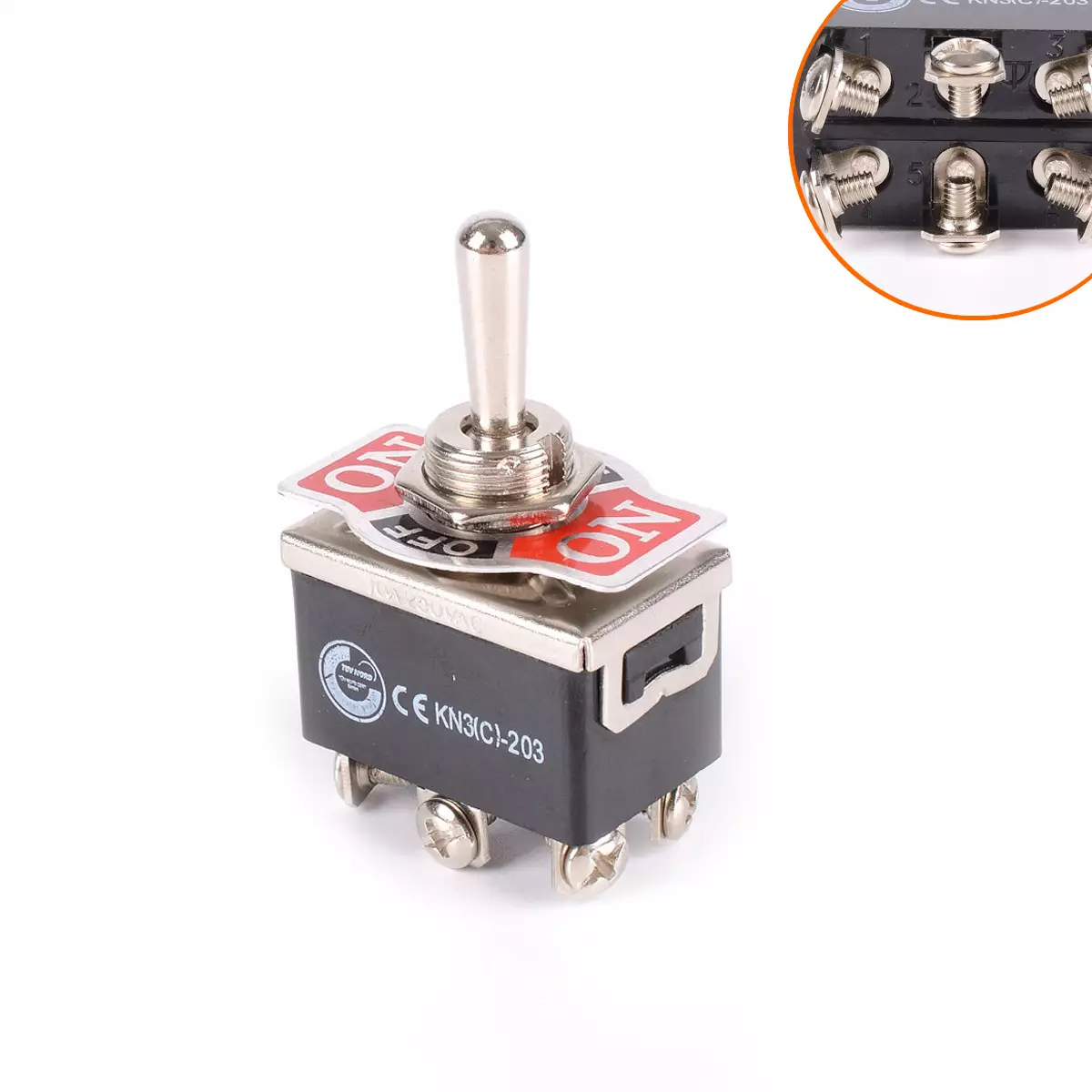 Power switch KN3 (C) -203A 6P button switch 6-pin 3 gear ON/OFF/ON DPDT