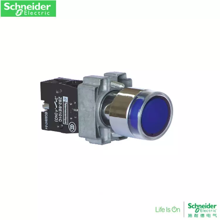 Schneider XB2B2BW36B1C flat -headed light button installation diameter 22mm blue communication 24V