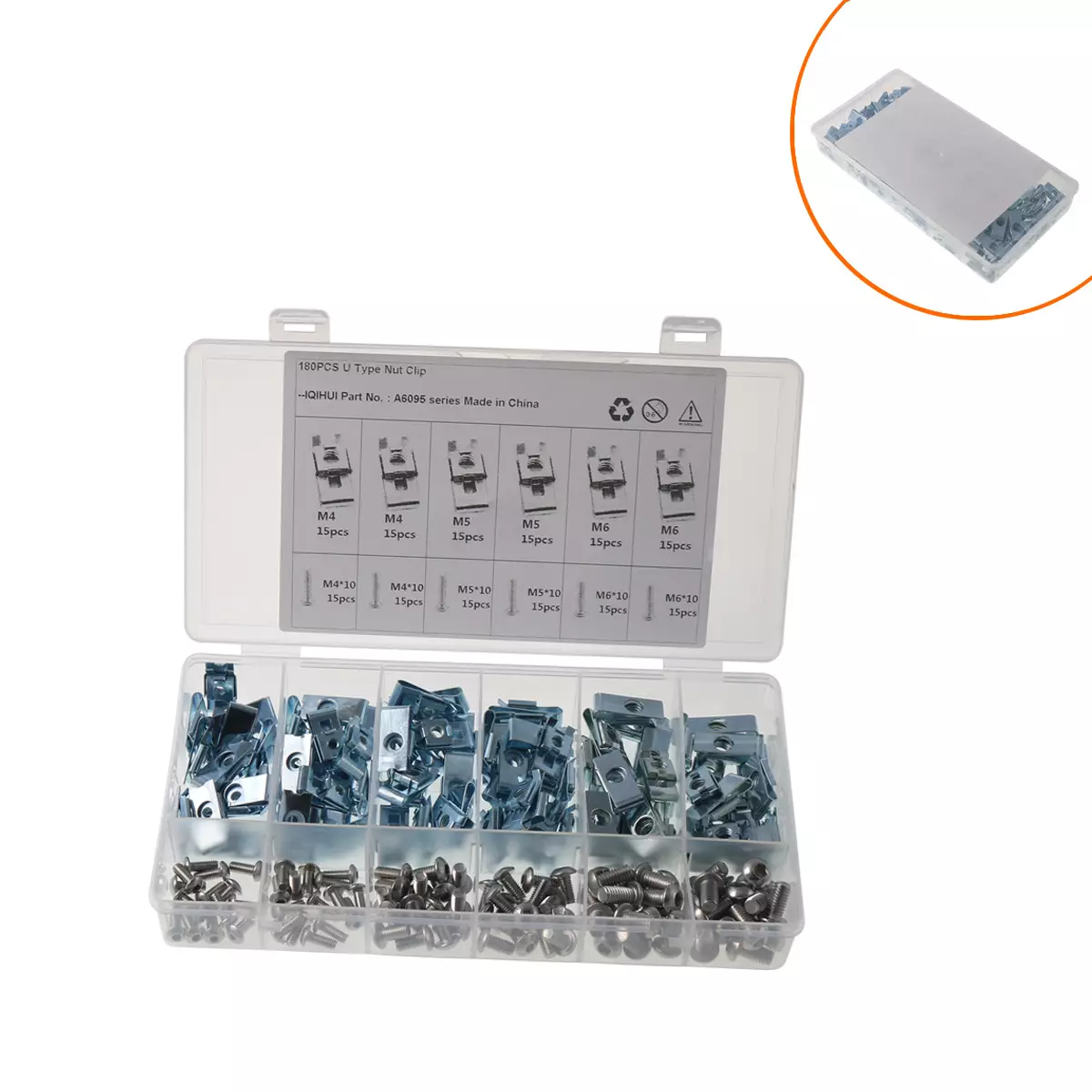 Slider fixed nut M4M5M6 U -shaped clamping nut -type nut 180 installed blue -white zinc with screw