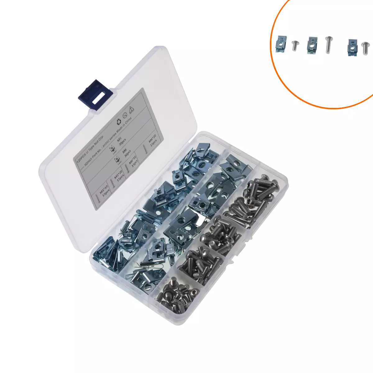 Two specifications 15 grid 120 only blue -white zinc U -shaped clamps with screw card -type nuts are for cars